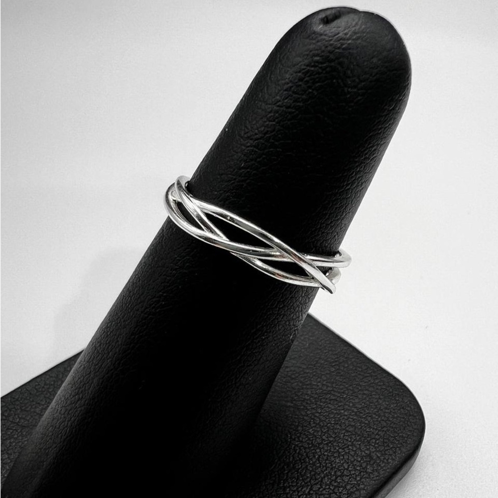 Solid Sterling Silver Cuff Bracelet Ring Signed S… - image 1